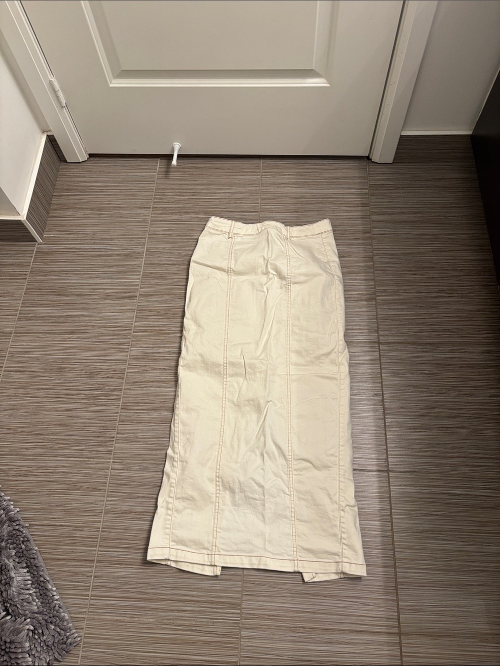 Cream Maxi Panel Denim Skirt